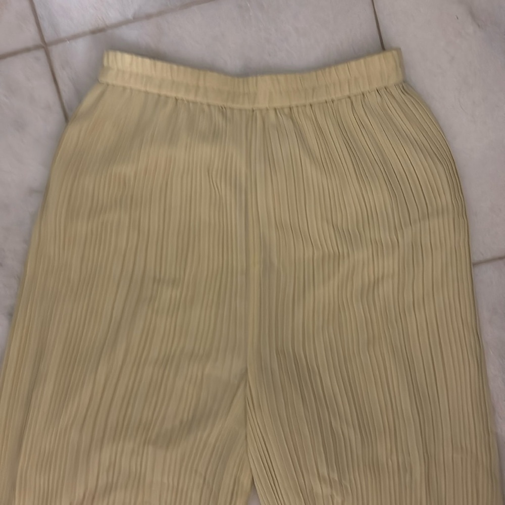 Yellow Uniqlo Chiffon Pleated Skirt Pants